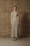 Mutedance 25 Spring/Summer Deep V-neck Pleated Dress MD-MD25SS24-BEIGE